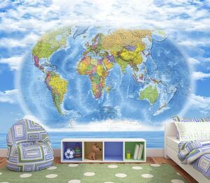Фотообои ARTDELUXE MAPS Карта мира на фоне неба флизелиновые 130х100см