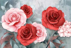 Фотообои Divino Decor F коллекцияF-036 Красные розы на бетонной стене 400х27