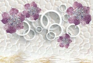 Фотообои Divino Decor Фиолетовые цветы на кругах 400х270