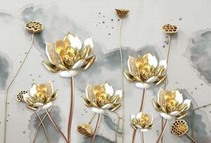 Фотообои Divino Decor Z-331 Крупные золотые цветы 400х270 DIVINO