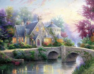 Фотообои Divino Decor/B коллекцияB-049Домик у речки 300х238