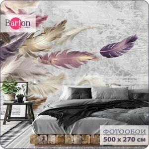 Фотообои на стену флизелиновые 3d Bartonwall Лофт Перья 500х270 см M02005