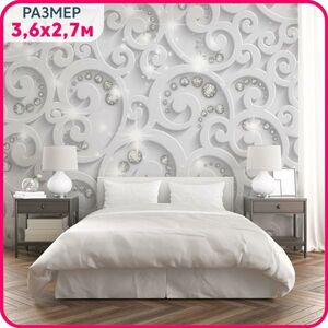 MOBI DECOR / Фотообои 3D Бриллианты в узорах 360x270 см / фото обои моющиеся на стену фл